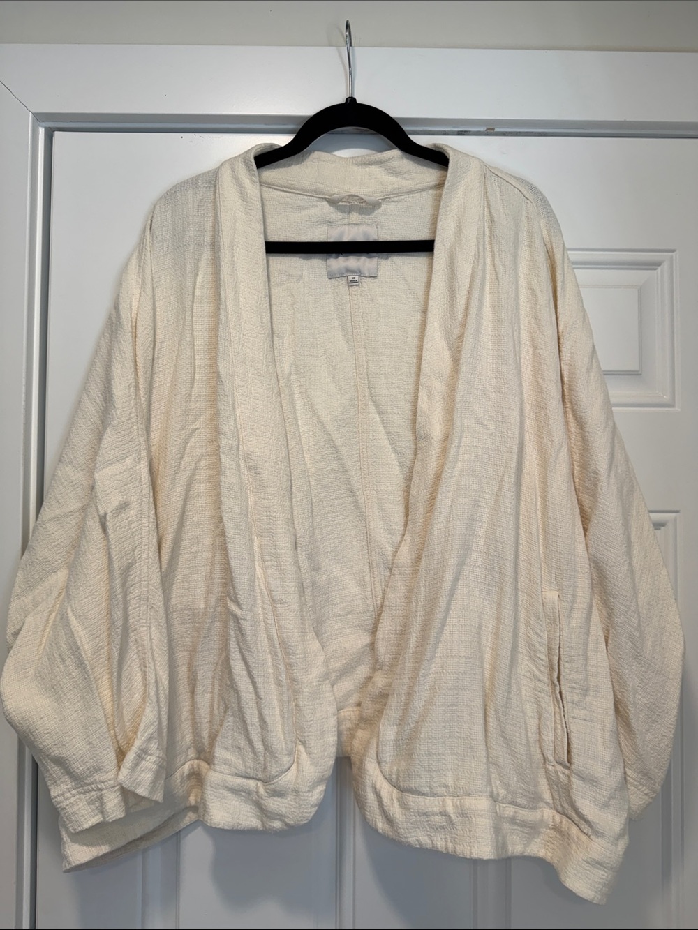 Madewell Cream Textured Open-Front Jacket size 3XL
